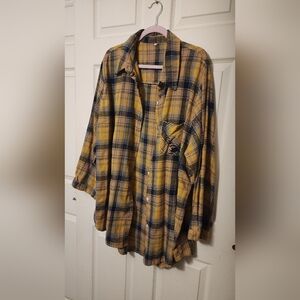 Plaid Flannel In Yellow and Navy